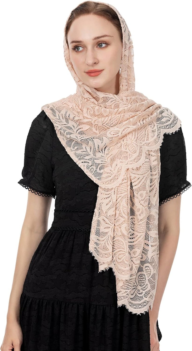 Wgior Rectangular Chapel Veil Scarf Catholic Church Veils Mantilla Wrap Shawl Mass Head Covering - Image 3